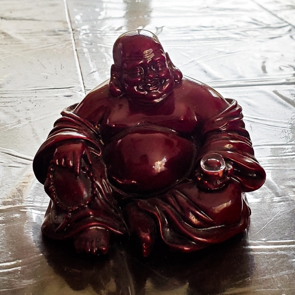Red Sitting Buddha Statuette